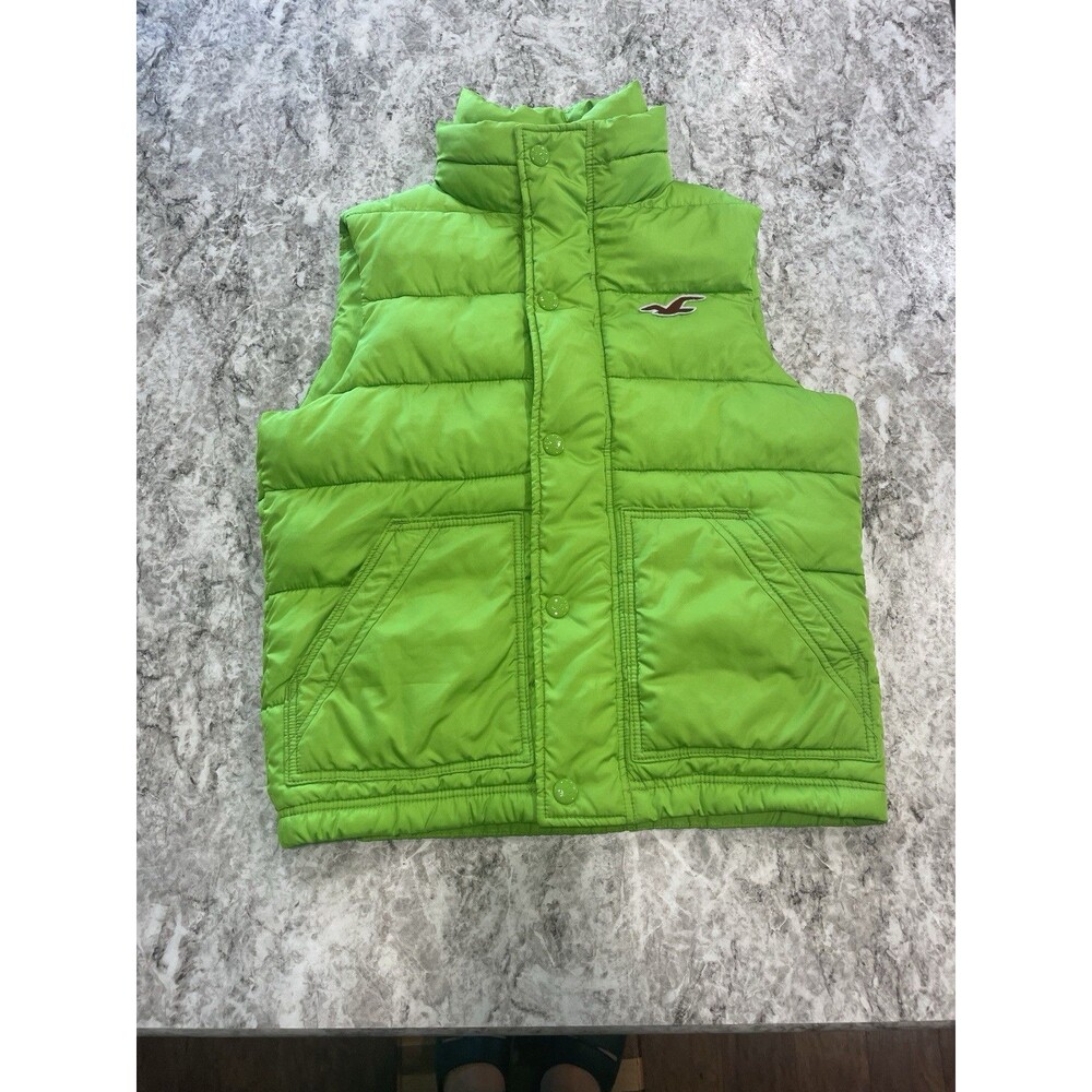 Y2K Hollister Lime Green Puffer Vest -  Size Small